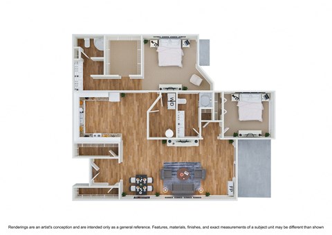 Floor plan for 2 beds, 2 baths, 1900 sqft